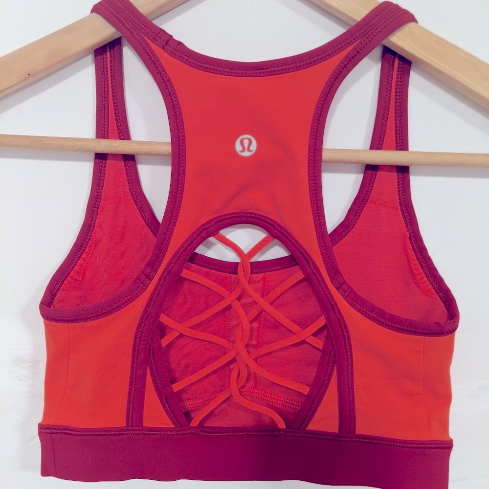 Lululemon Sweaty Or Not Bra II Alarming/Cranberry 2 - Picture 11 of 16